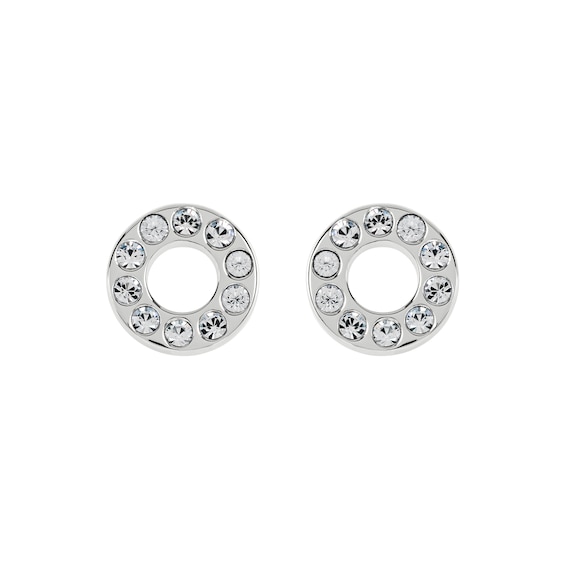 Radley Sterling Silver Open Circle Czech Crystal Stud Earrings