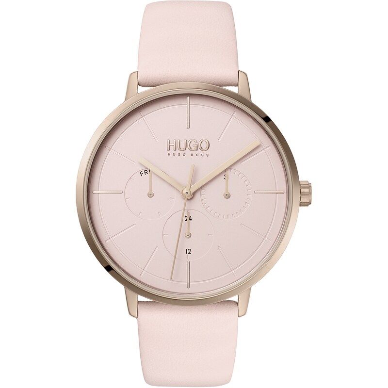 HUGO #Express Women's Pink Leather Strap Watch