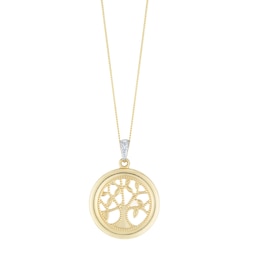 9ct Yellow Gold Cubic Zirconia Family Tree Design Pendant