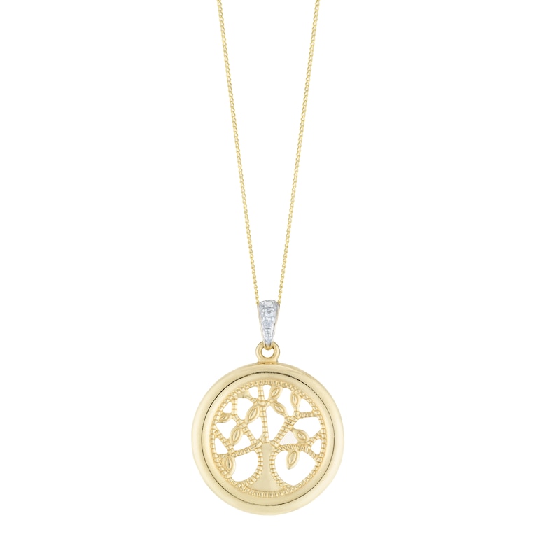 Main Image 1 of 9ct Yellow Gold Cubic Zirconia Family Tree Design Pendant