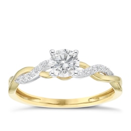 9ct Yellow Gold Cubic Zirconia Set Twisted Shank Ring