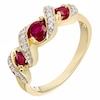 Thumbnail Image 0 of 9ct Yellow Gold Treated Ruby and 0.10ct Diamond Ring