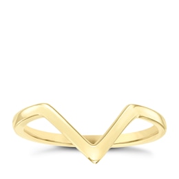 9ct Yellow Gold Plain Wishbone Ring