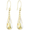 Thumbnail Image 1 of 9ct Gold 2 Colour Diamond Cut Fancy Teardrop Earrings