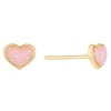 Thumbnail Image 0 of Children's 9ct Gold Speckled Pink Enamel Heart Stud Earrings