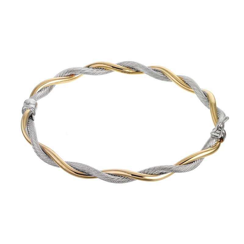 Main Image 1 of 9ct Two-Tone Hinged Bangle
