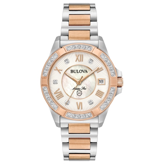 Bulova Marine Star Diamond Ladies Two-Tone Bracelet Watch