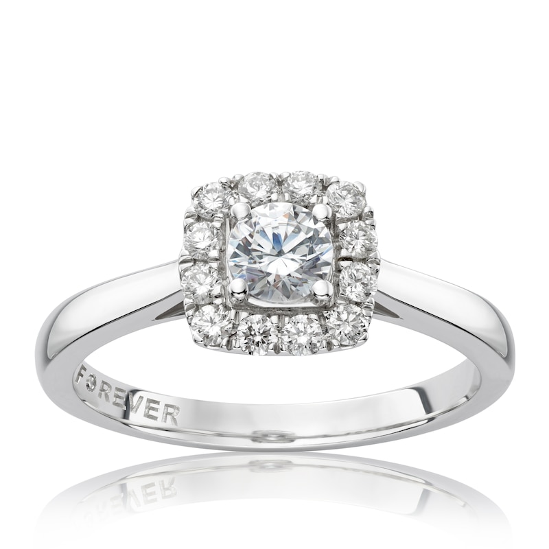 Main Image 1 of The Forever Diamond Platinum Halo 0.50ct Diamond Ring