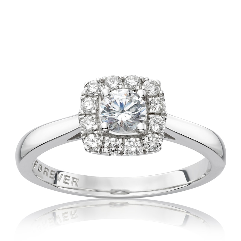 The Forever Diamond Platinum Halo 0.50ct Total Ring