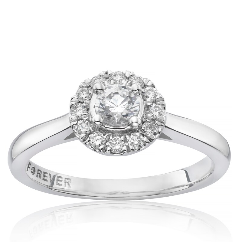 Main Image 1 of The Forever Diamond Platinum Halo 0.33ct Diamond Flower Ring
