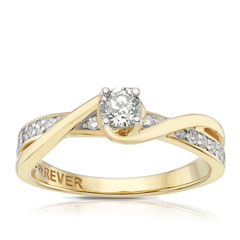 Main Image 1 of The Forever Diamond 18ct Yellow Gold 0.33ct Diamond Twist Ring