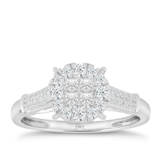 Engagement Ring Princessa 9ct White Gold 0.50ct Diamond Ring
