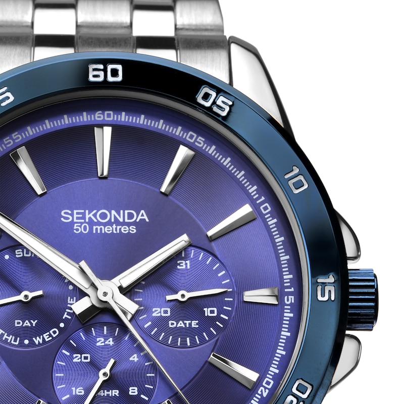 Sekonda Men’s Force Blue Chronograph Dial Silver Stainless Steel Bracelet Watch