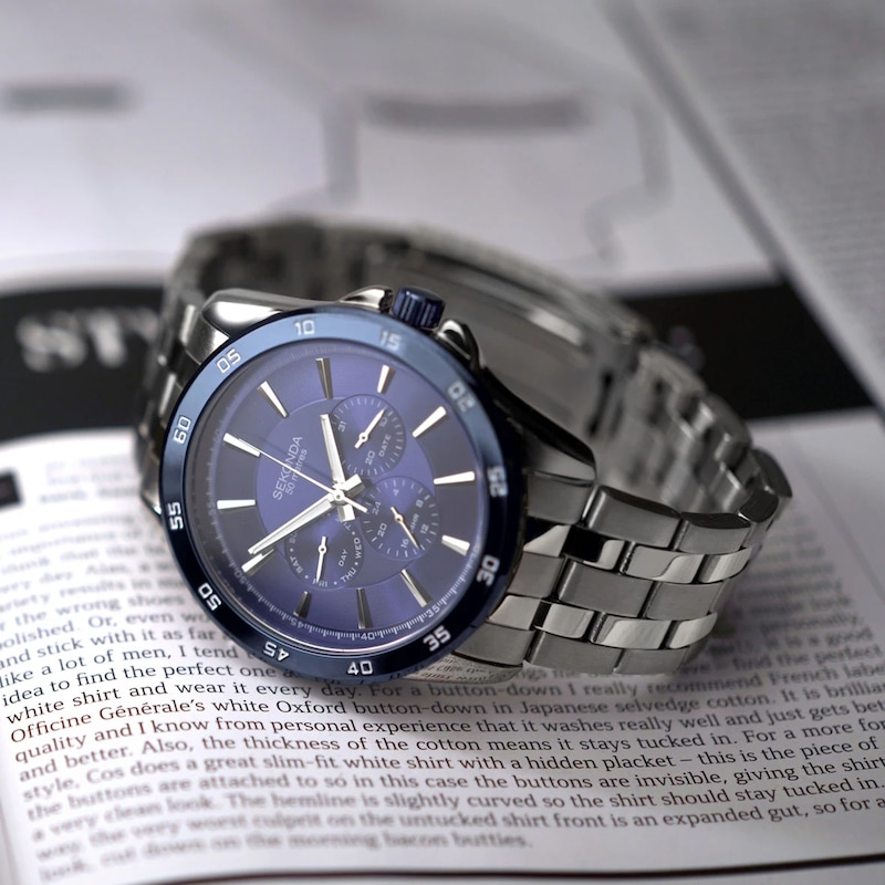 Main Image 7 of Sekonda Men’s Force Blue Chronograph Dial Silver Stainless Steel Bracelet Watch