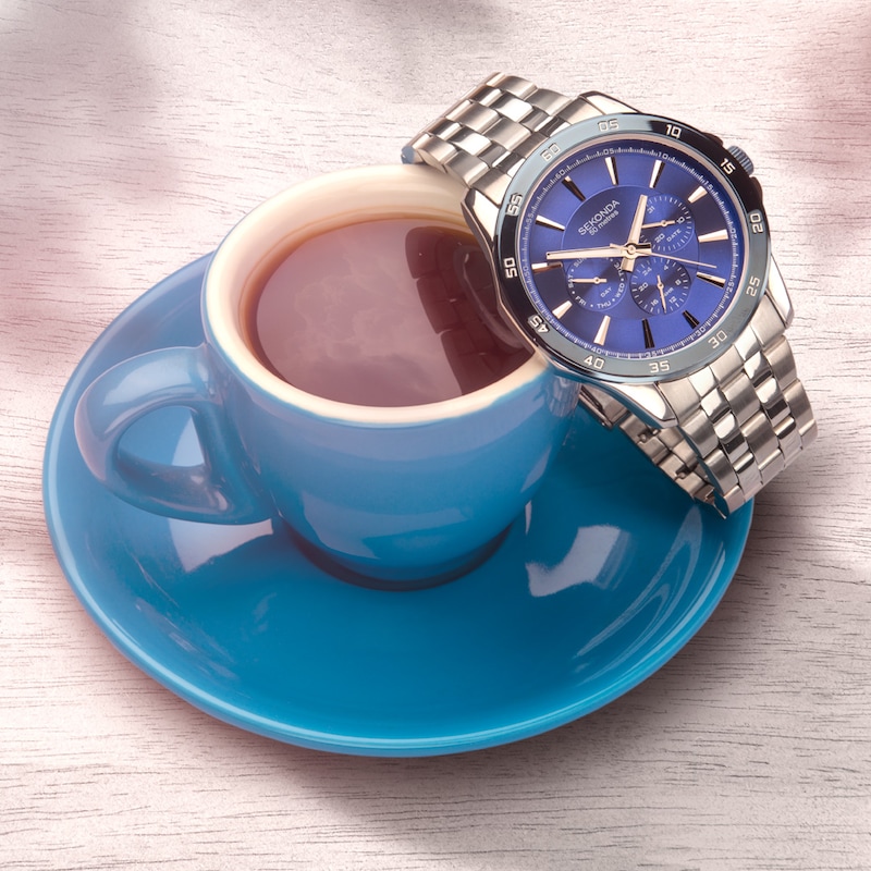 Sekonda Men’s Force Blue Chronograph Dial Silver Stainless Steel Bracelet Watch