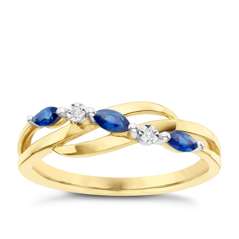 9ct Yellow Gold Sapphire & Diamond Eternity Ring