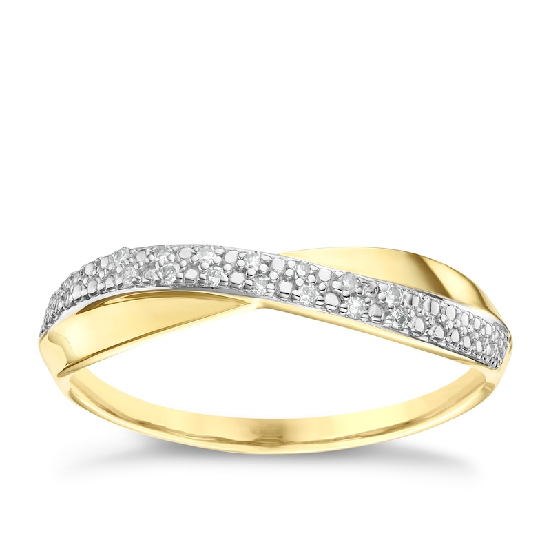 Main Image 1 of 9ct Yellow Gold Diamond Crossover Eternity Ring