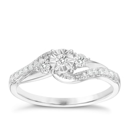 9ct White Gold 0.15ct Total Diamond Solitaire Ring