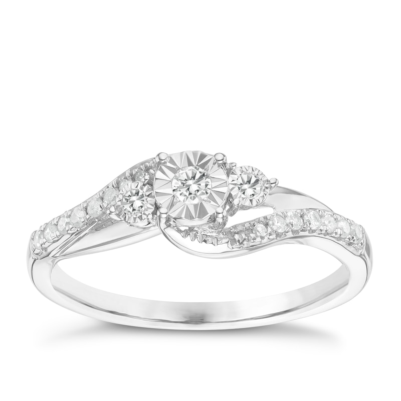 Main Image 1 of 9ct White Gold 0.15ct Total Diamond Solitaire Ring