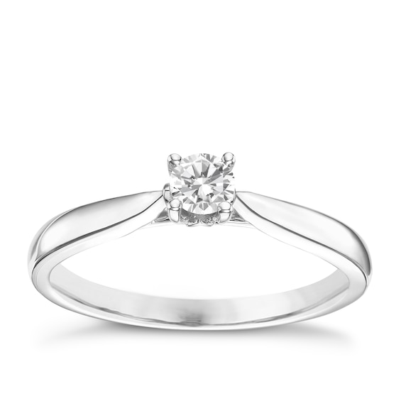 Engagement Ring 9ct White Gold Solitaire 0.20ct Diamond Ring