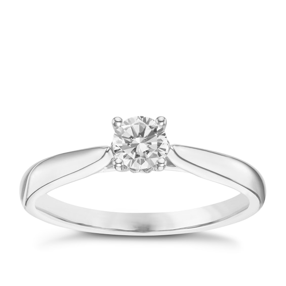 Engagement Ring 9ct White Gold Solitaire 0.30ct Diamond Ring