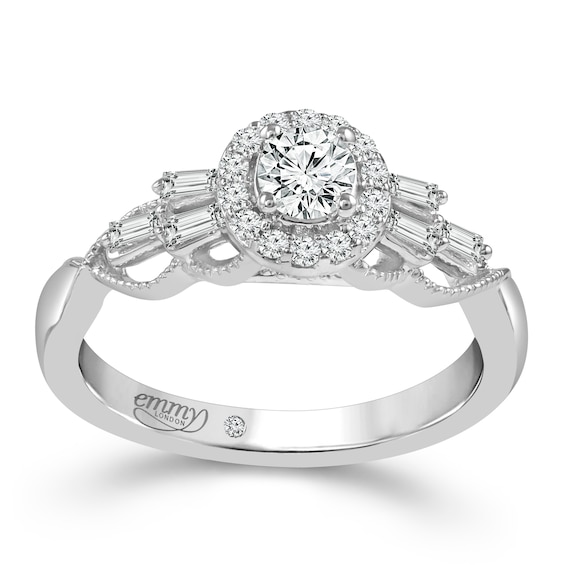 Emmy London 18ct White Gold 0.50ct Diamond Halo Ring