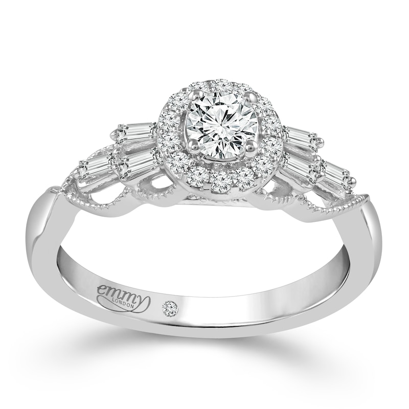 Main Image 1 of Emmy London 18ct White Gold 0.50ct Diamond Halo Ring