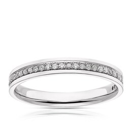 9ct White Gold 0.15ct Diamond Channel Set Wedding Ring
