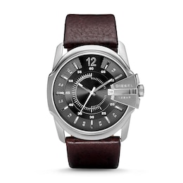 Diesel Master Chief Men's Brown Leather Strap Watch