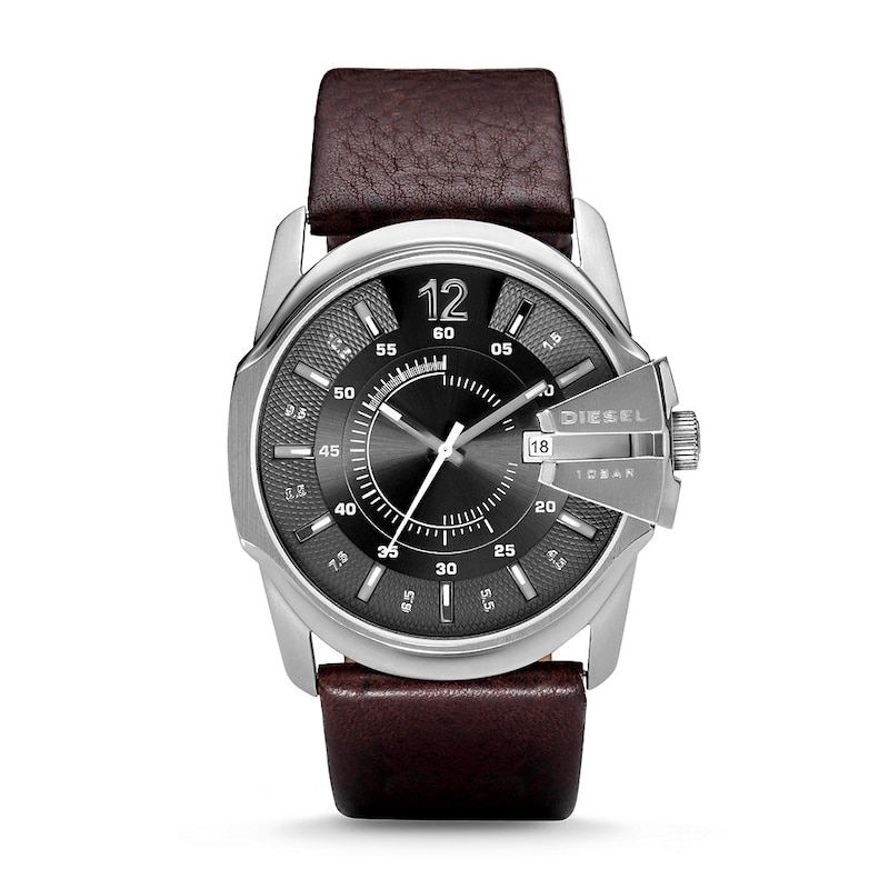 Diesel Master Chief Men's Brown Leather Strap Watch