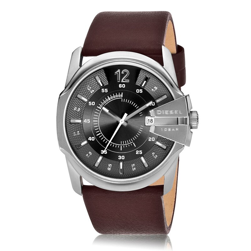 Diesel Master Chief Men's Brown Leather Strap Watch