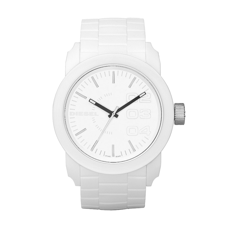 Diesel Double Down Men's White Silicone Strap Watch