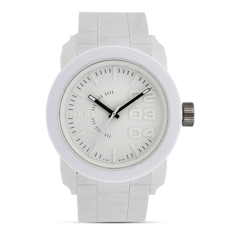 Diesel Double Down Men's White Silicone Strap Watch