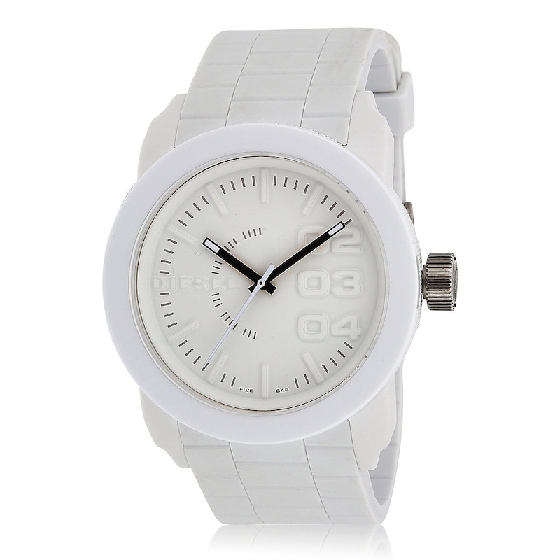 Diesel Double Down Men's White Silicone Strap Watch