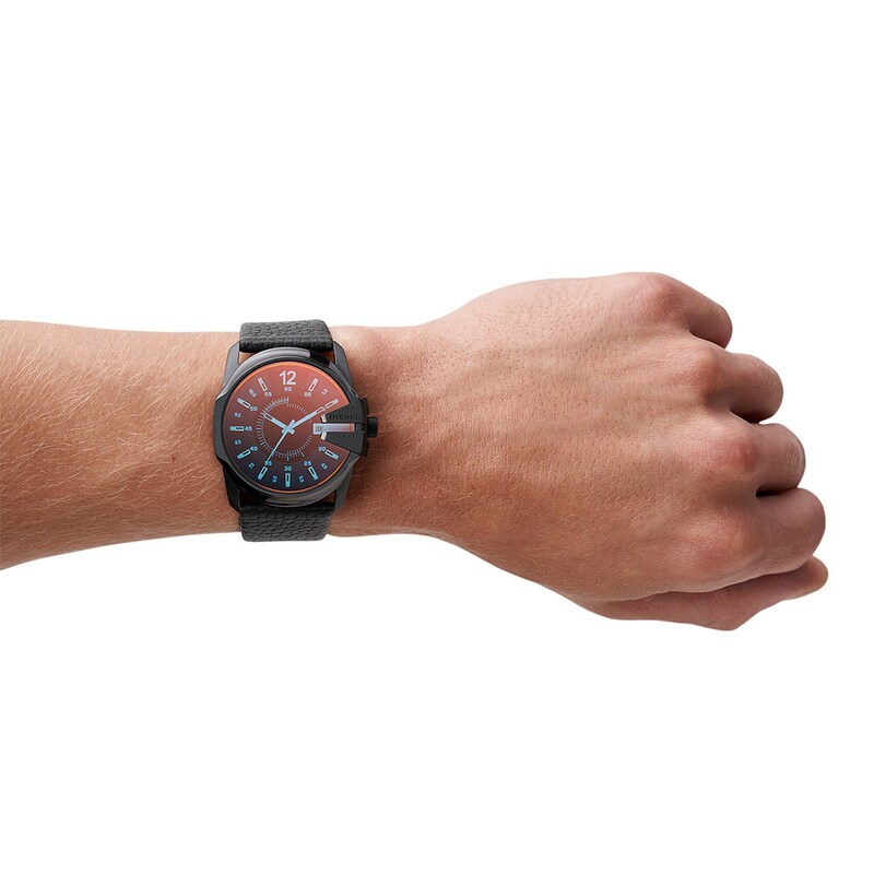 Main Image 6 of Diesel Master Chief Men's Black Leather Strap Watch