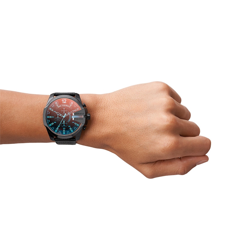 Main Image 5 of Diesel Mega Chief Men's Black Leather Strap Watch