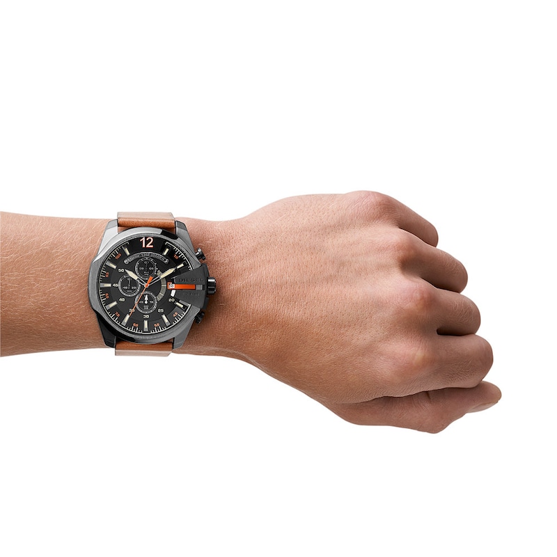 Main Image 4 of Diesel Mega Chief Men's Brown Leather Strap Watch