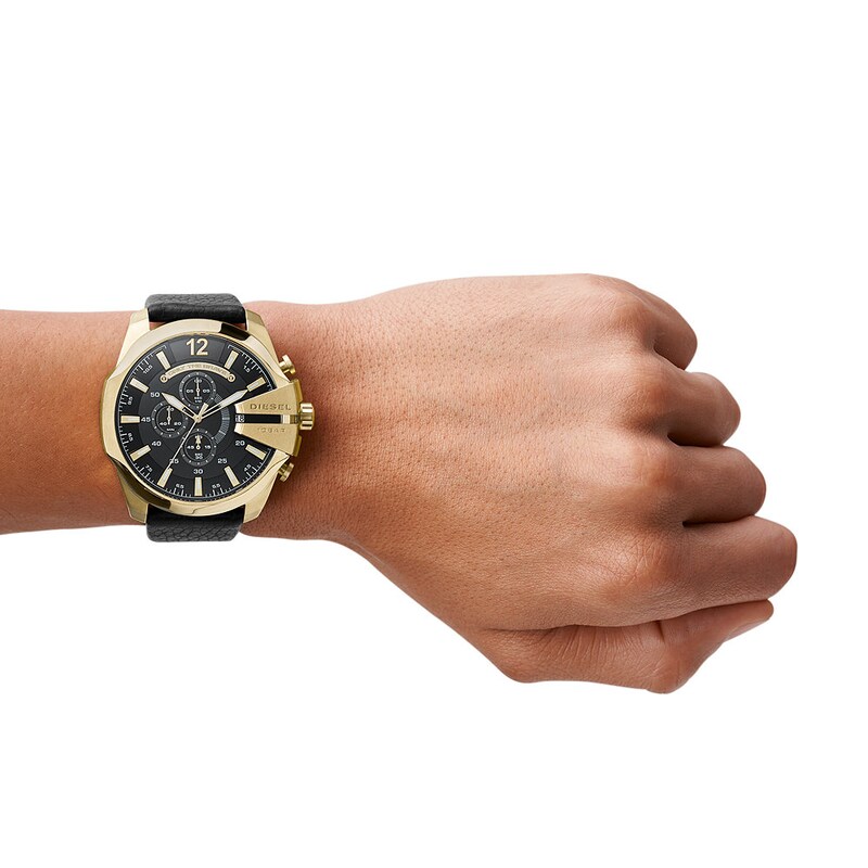 Main Image 4 of Diesel Mega Chief Men's Black Leather Strap Watch