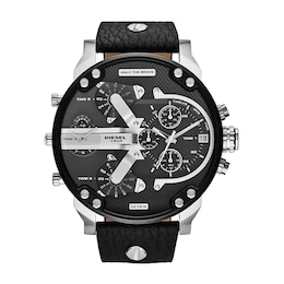 Diesel Mr. Daddy 2.0 Men's Black Leather Strap Watch