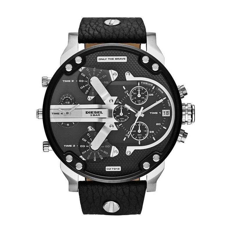 Diesel Mr. Daddy 2.0 Men's Black Leather Strap Watch