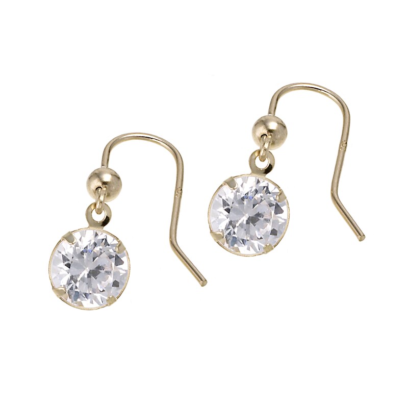 Main Image 1 of 9ct Yellow Gold Cubic Zirconia 6mm Drop Earrings