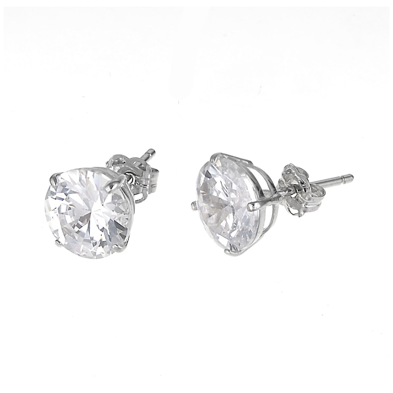 9ct White Gold Cubic Zirconia 8mm Stud Earrings | H.Samuel