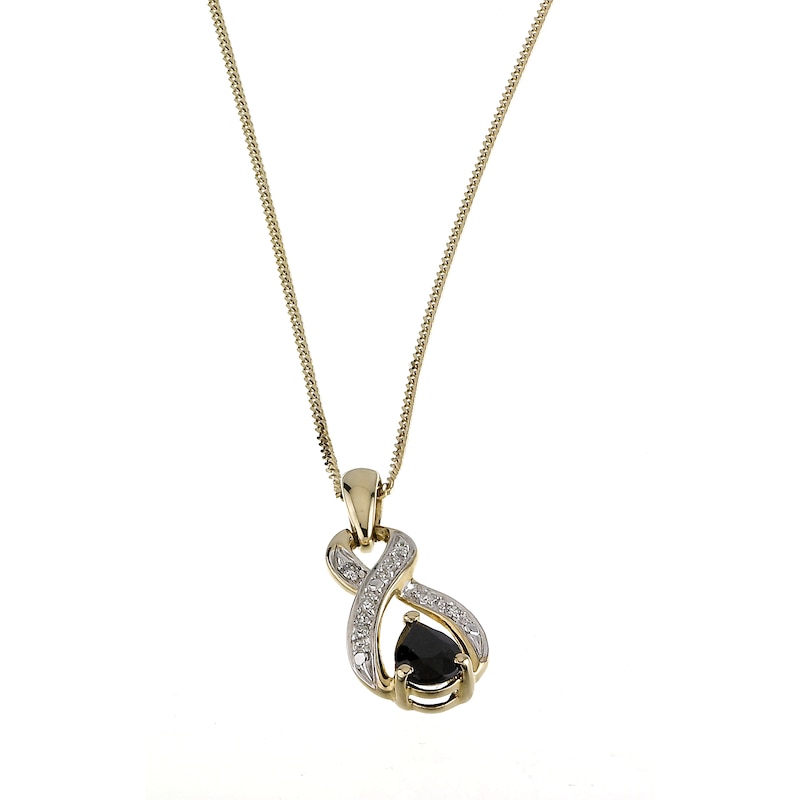 9ct Yellow Gold Sapphire & Diamond Pendant