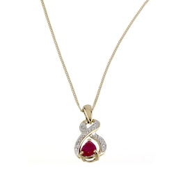 9ct Yellow Gold Ruby & Diamond Pendant