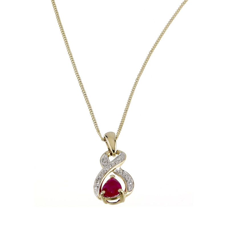 Main Image 1 of 9ct Yellow Gold Ruby & Diamond Pendant