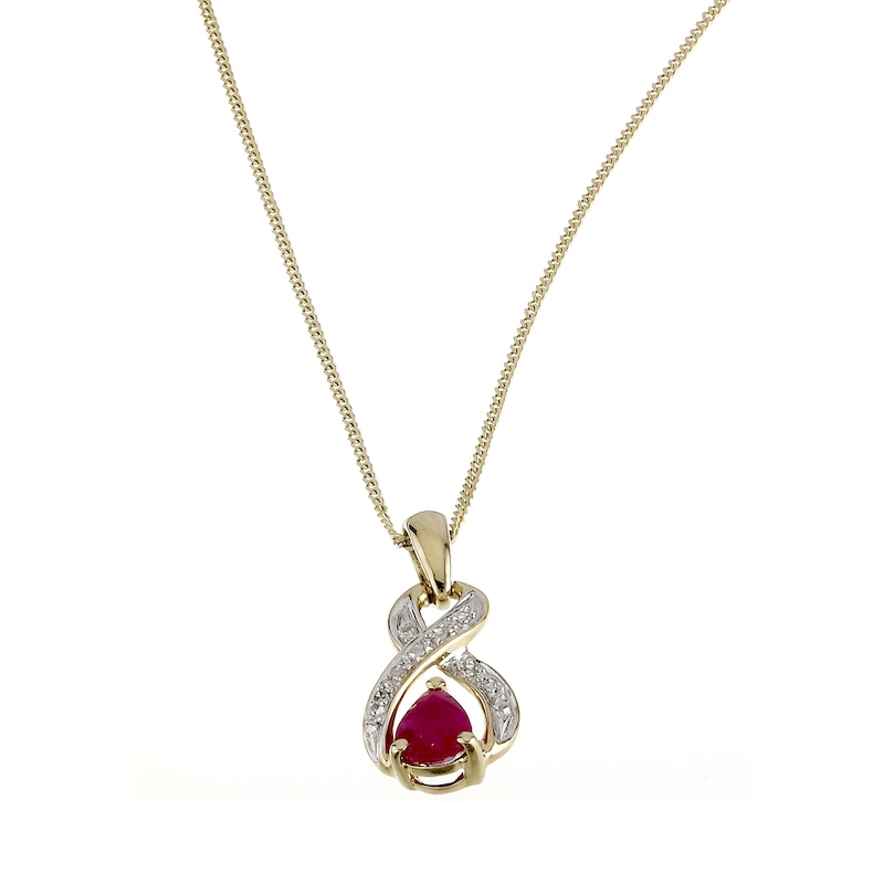 9ct Yellow Gold Ruby & Diamond Pendant