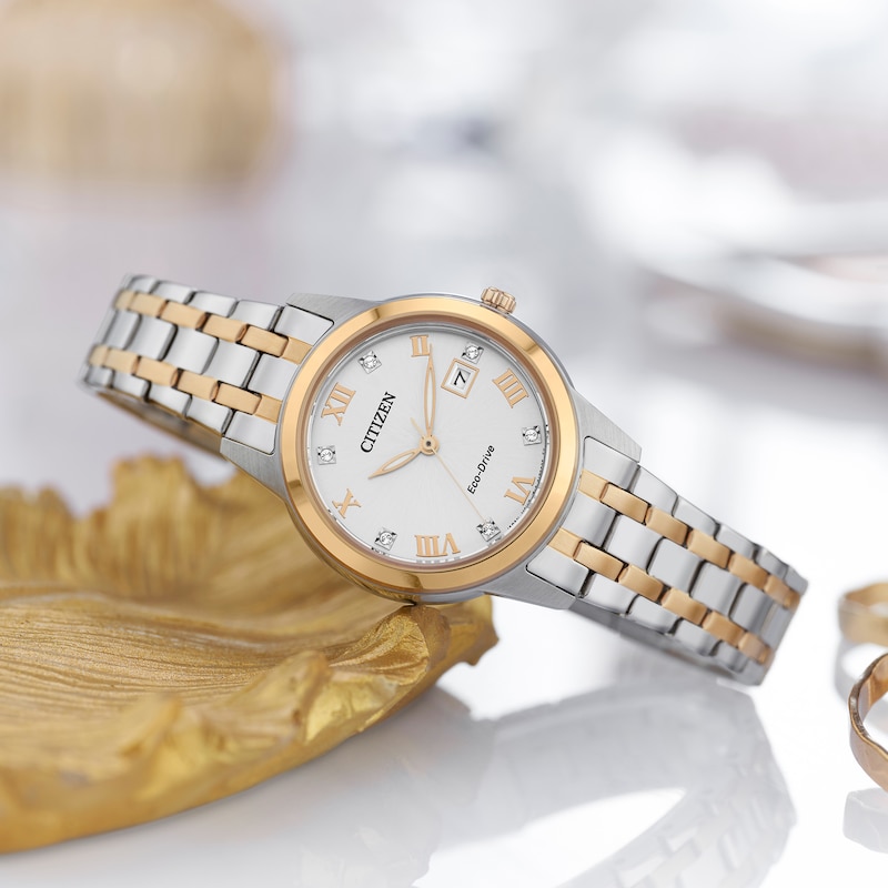 Main Image 4 of Citizen Eco-Drive Ladies' White Dial Two Tone Stainless Steel Bracelet Watch