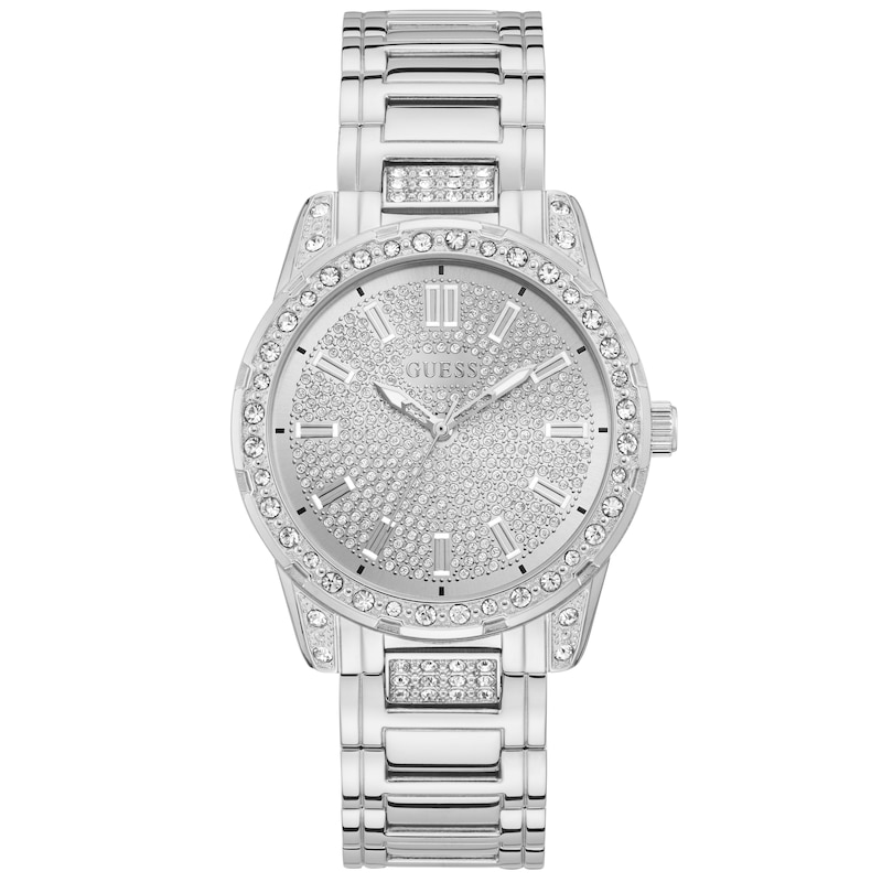 Guess Ladies' Stone Set Bezel Stainless Steel Bracelet Watch