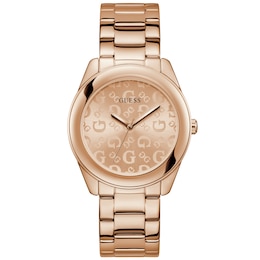 Guess Ladies' G Logo Dial Rose Gold Tone Bracelet Watch
