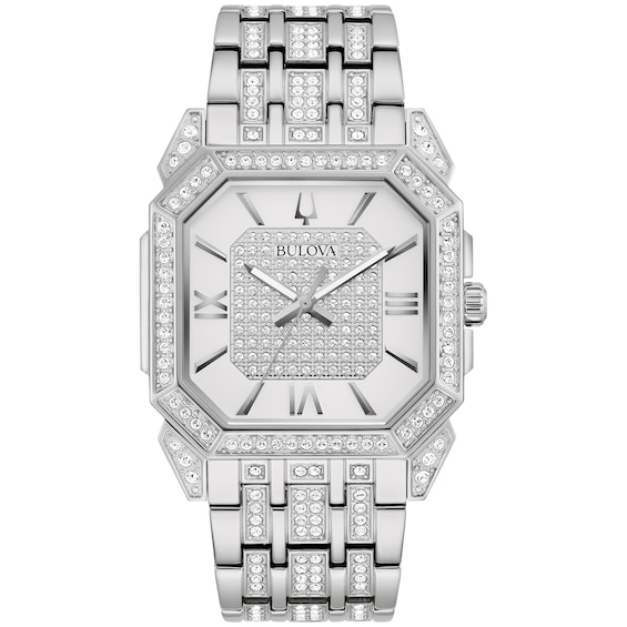 Bulova Crystal Octava Square Mens Bracelet Watch
